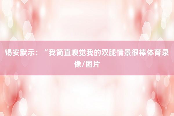 锡安默示：“我简直嗅觉我的双腿情景很棒体育录像/图片