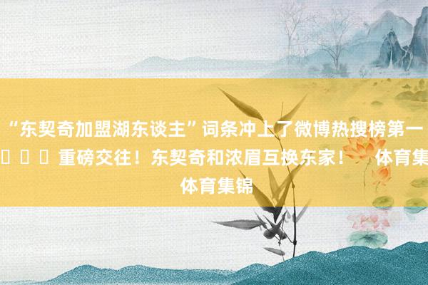 “东契奇加盟湖东谈主”词条冲上了微博热搜榜第一！			重磅交往！东契奇和浓眉互换东家！    体育集锦