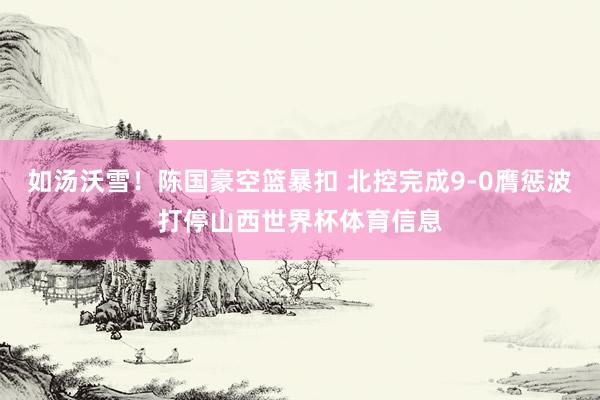 如汤沃雪！陈国豪空篮暴扣 北控完成9-0膺惩波打停山西世界杯体育信息