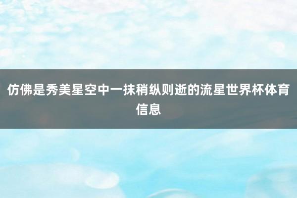仿佛是秀美星空中一抹稍纵则逝的流星世界杯体育信息