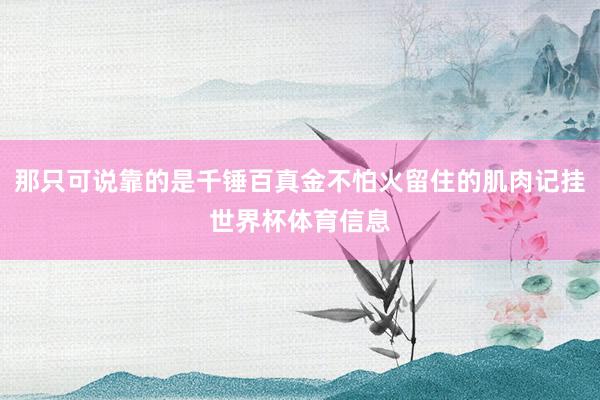那只可说靠的是千锤百真金不怕火留住的肌肉记挂世界杯体育信息