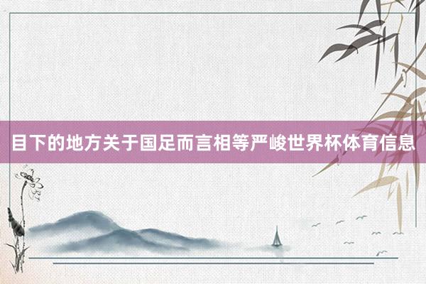 目下的地方关于国足而言相等严峻世界杯体育信息