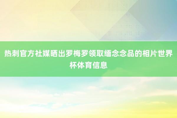 热刺官方社媒晒出罗梅罗领取缅念念品的相片世界杯体育信息