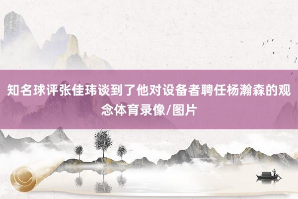 知名球评张佳玮谈到了他对设备者聘任杨瀚森的观念体育录像/图片