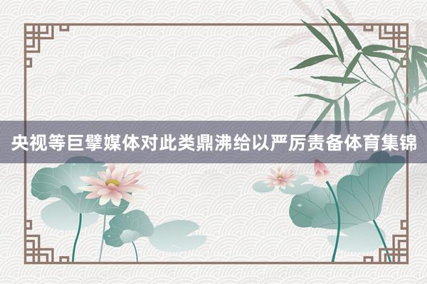 央视等巨擘媒体对此类鼎沸给以严厉责备体育集锦