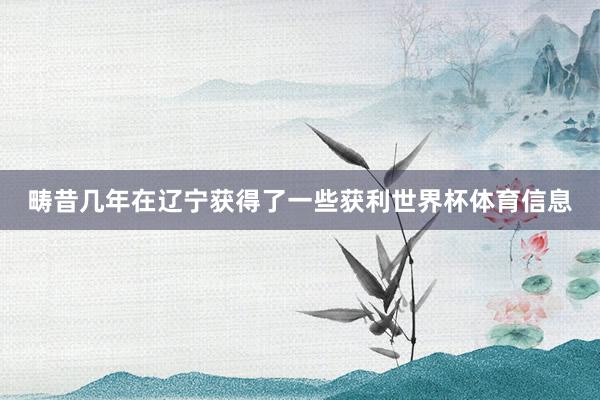 畴昔几年在辽宁获得了一些获利世界杯体育信息