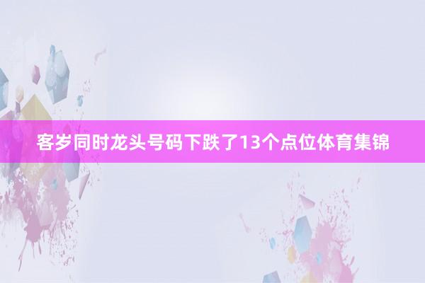 客岁同时龙头号码下跌了13个点位体育集锦