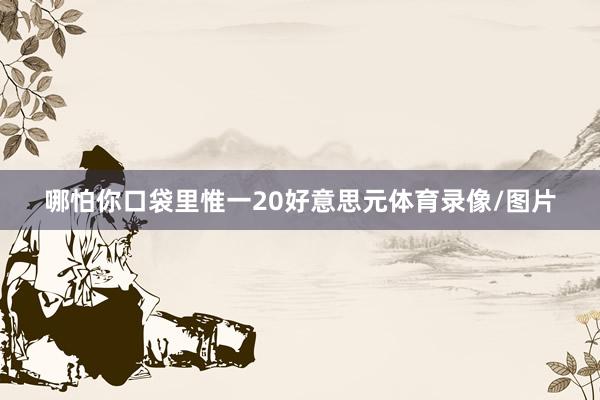 哪怕你口袋里惟一20好意思元体育录像/图片